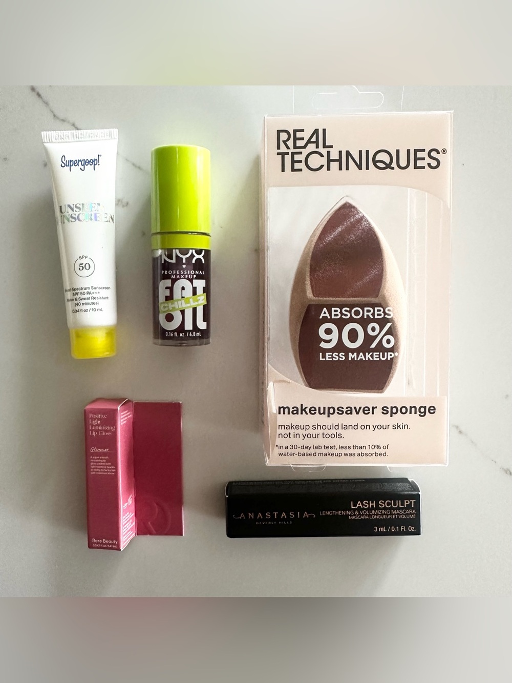 NEW Beauty Bundle:Real Techniques, Rare Beauty, Supergoop, Anastasia, NYX